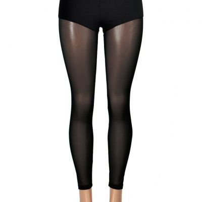 High-Waisted Black Cotton and Mesh Leggings XS S M L XL 2XL 3XL plus size sheer